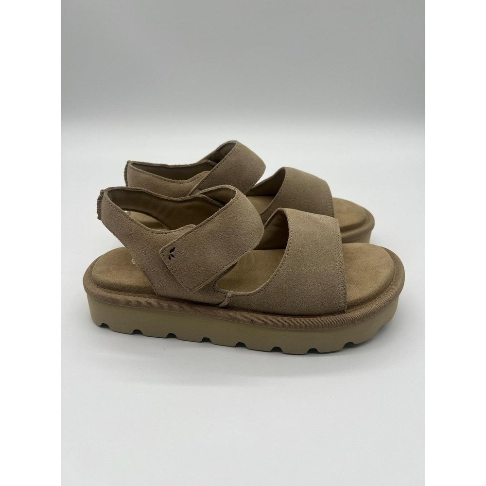 Koolaburra by UGG Fuzz-A-Glow Sand Tan Suede Platform Sandals Womens 9